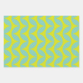 Lime Green en Aqua Blue Retro Leaf Pattern Inpakpapier Vel (Voorkant)