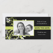 Lime Green en Black Bewaar de datum fotokaarten Save The Date (Voorkant)