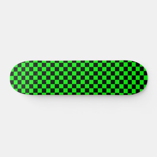 Lime Green en Black Checkered Persoonlijk Skateboard (Horizontaal)