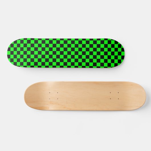 Lime Green en Black Checkered Persoonlijk Skateboard (Horizontaal)