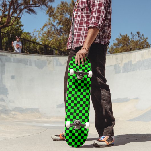 Lime Green en Black Checkered Persoonlijk Skateboard (Buiten 2)