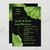 Lime Green en Black Daisies Wedding Sjabloon Kaart (Voorkant / Achterkant)