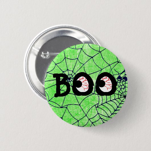Lime Green en Black Halloween Boo Eyeball Button (Voorkant /achterkant)