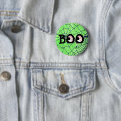 Lime Green en Black Halloween Boo Eyeball Button (In situ)