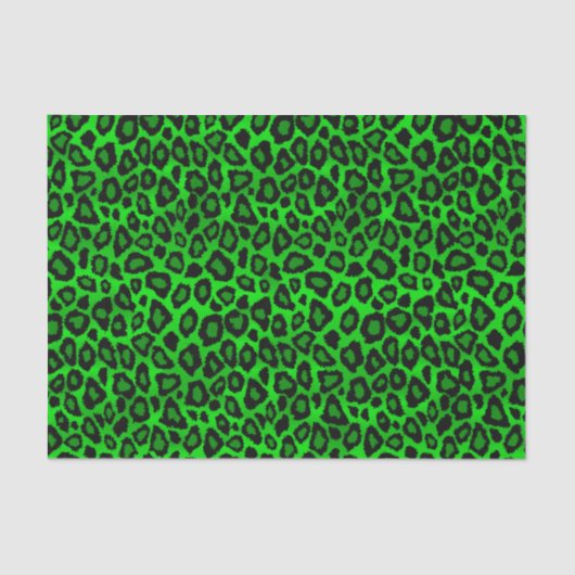 Lime Green en Black Leopard Animal Print Tissuepapier (Voorkant)