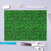 Lime Green en Black Leopard Animal Print Tissuepapier (Craft)