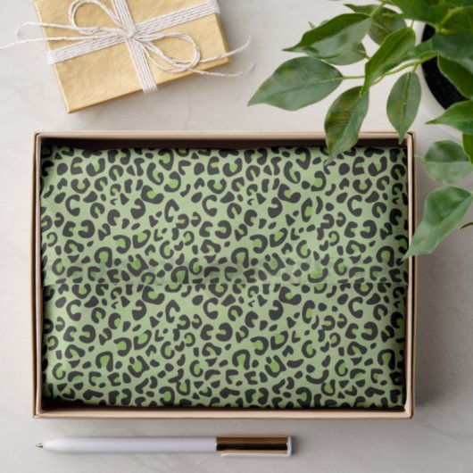 Lime Green en Black Leopard Print Tissuepapier (Geschenk)