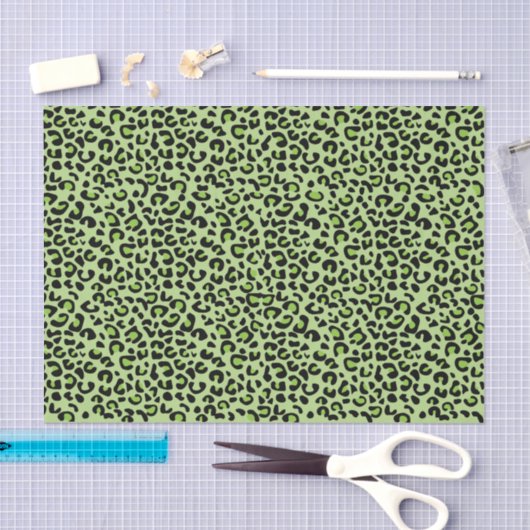 Lime Green en Black Leopard Print Tissuepapier (Craft)