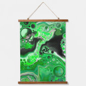 Lime Green en Black Marble Fluid Art Hangend Wandkleed (Voorkant)