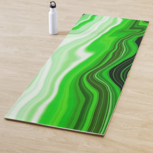 Lime Green en Black Marble Fluid Art Yogamat (In situ)