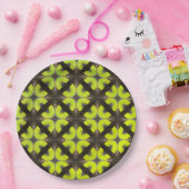 Lime Green en Black Modern Hipster Pattern Papieren Bordje (Feest)