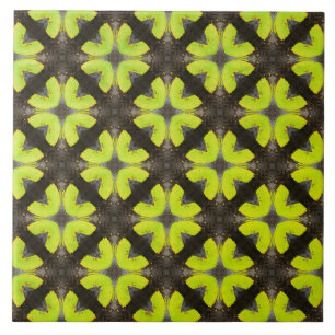 Lime Green en Black Modern Hipster Pattern Tegeltje