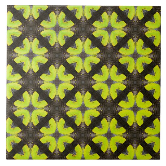 Lime Green en Black Modern Hipster Pattern Tegeltje (Voorkant)