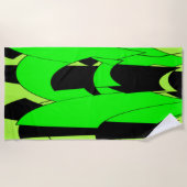 Lime Green en Black Modern Splash Strandlaken (Voorkant)