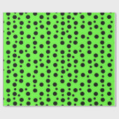 Lime Green en Black Polka Dots Gift Wrap Cadeaupapier (Vlak)