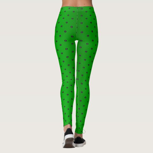 Lime Green en Black Polka Dots Leggings (Achterkant)