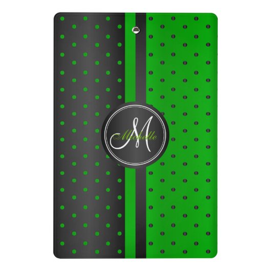 Lime Green en Black Polka Dots - Monogram Mini Klembord (Achterkant)