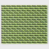 Lime Green en Black Pontoon Boat Wrapping Paper Cadeaupapier (Vlak)
