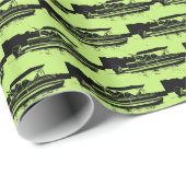 Lime Green en Black Pontoon Boat Wrapping Paper Cadeaupapier (Rol Hoek)