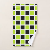 Lime Green en Black Squares White Bad Handdoek (Handdoek)