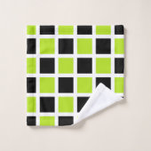 Lime Green en Black Squares White Bad Handdoek (Wasdoekje)