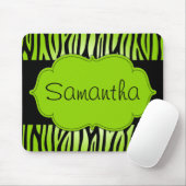 Lime Green en Black Zebra Persoonlijk Muismat (Met muis)