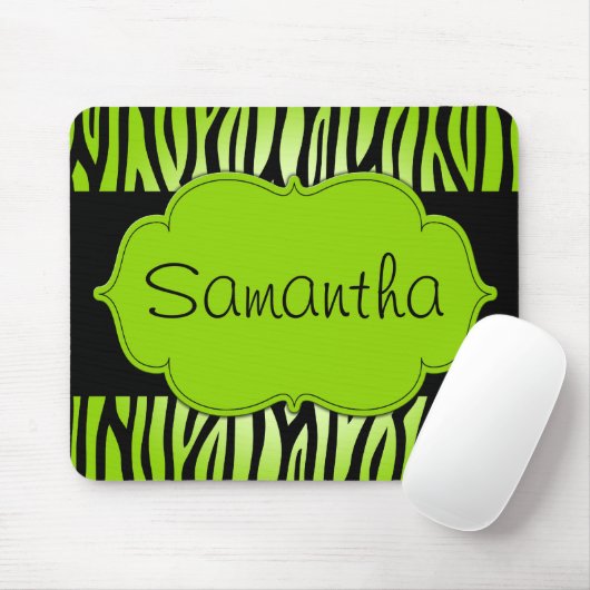 Lime Green en Black Zebra Persoonlijk Muismat (Met muis)