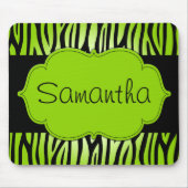 Lime Green en Black Zebra Persoonlijk Muismat (Voorkant)