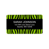 Lime Green en Black Zebra Retouradreslabel Etiket (Voorkant)