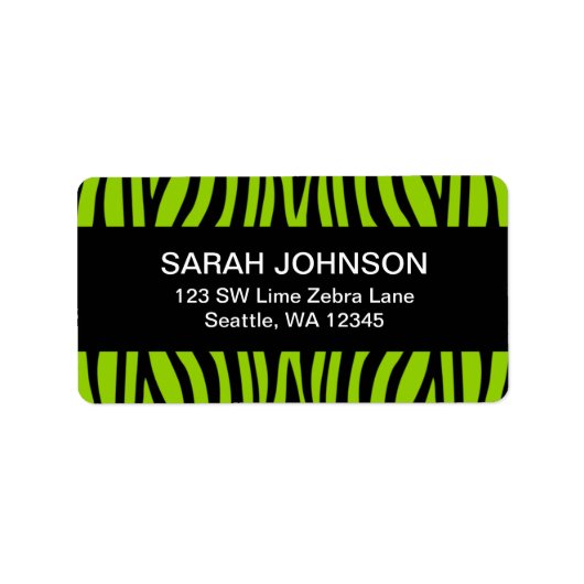 Lime Green en Black Zebra Retouradreslabel Etiket (Voorkant)