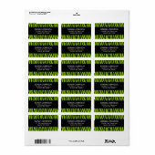 Lime Green en Black Zebra Retouradreslabel Etiket (Full Sheet)