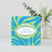 Lime Green en Blauwgroen Blue Zebra verjaardagsfee Kaart (Staand voorkant)