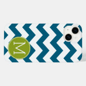 Lime Green en Blauwgroen Chevron Pattern Monogram Case-Mate iPhone Case (Achterkant (horizontaal))