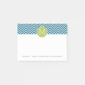 Lime Green en Blauwgroen Chevron Pattern Monogram Post-it® Notes (Voorkant)