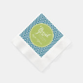 Lime Green en Blauwgroen Chevron Pattern Monogram Servet (Hoek)