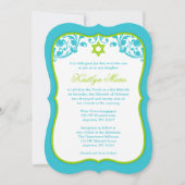 Lime Green en Blauwgroen Swirls Bat Mitzvah Kaart (Voorkant)