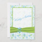 Lime Green en Blue Floral bruiloft uitnodiging (Voorkant)