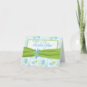 Lime Green en Blue Floral Dank je Kaart (Voorkant)