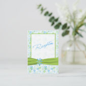 Lime Green en Blue Floral Enclosure Card Informatiekaartje (Staand voorkant)