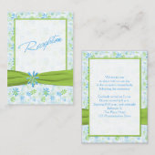 Lime Green en Blue Floral Enclosure Card Informatiekaartje (Voorkant / Achterkant)