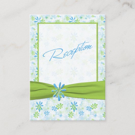 Lime Green en Blue Floral Enclosure Card Informatiekaartje (Voorkant)