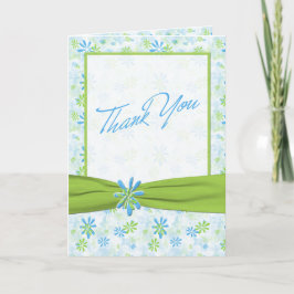 Lime Green en Blue Floral Hartelijk dank Bedankkaart