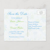 Lime Green en Blue Floral Save the Date Briefkaart (Achterkant)