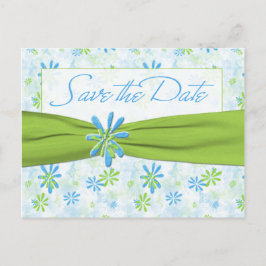 Lime Green en Blue Floral Save the Date Briefkaart