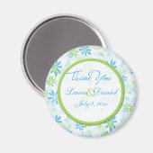Lime Green en Blue Floral Wedding Favor Magnet (Voorkant / Achterkant)