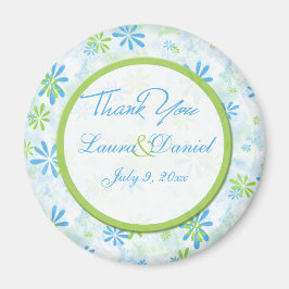 Lime Green en Blue Floral Wedding Favor Magnet