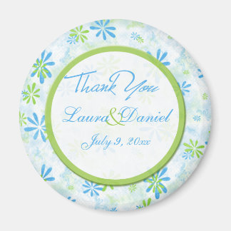 Lime Green en Blue Floral Wedding Favor Magnet