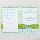 Lime Green en Blue Floral Wedding Programme (Voorkant)