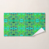 Lime Green en Blue Groovy Abstract Retro Art Bad Handdoek (Handdoek)