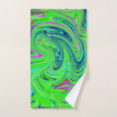 Lime Green en Blue Groovy Abstract Retro Art Bad Handdoek (Handdoek)